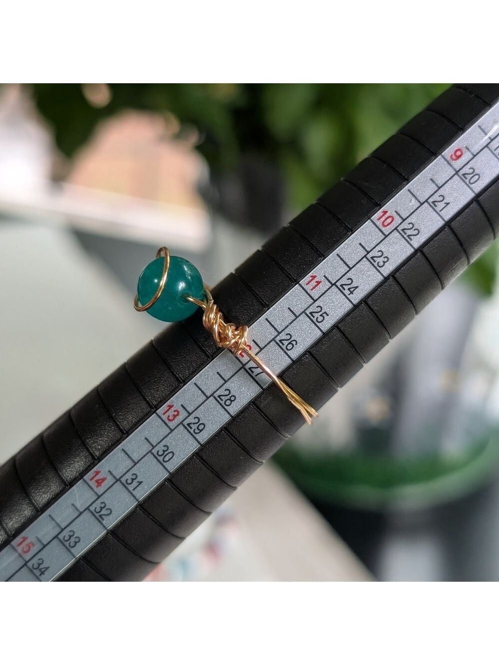 Perfectly Imperfect Rose Gold Wire Wrapped Ring with Teal Stone Size 12 - Picture 4 of 5